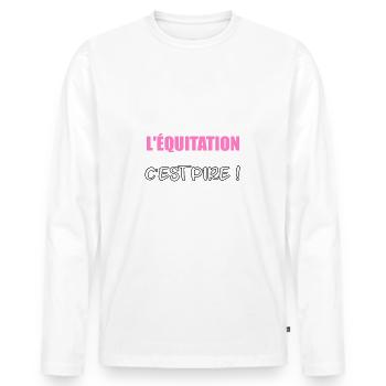 Avant j'aimais l'équitation maintenant c'est pire - T-shirt manches longues Premium bio Homme - blanc - Devant - Nico (187cm)
