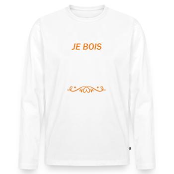 Je bois pour rendre les autres plus intéressants - T-shirt manches longues Premium bio Homme - blanc - Devant - Nico (187cm)