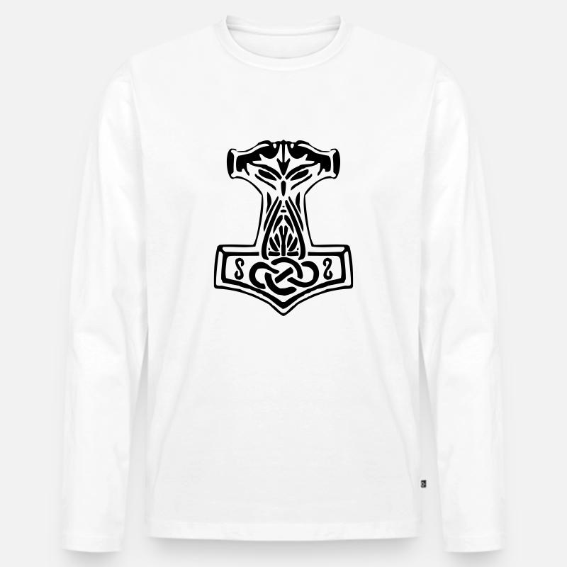 Mjoelnir 01 - Thorshammer - Männer Premium Bio Langarmshirt - Weiß