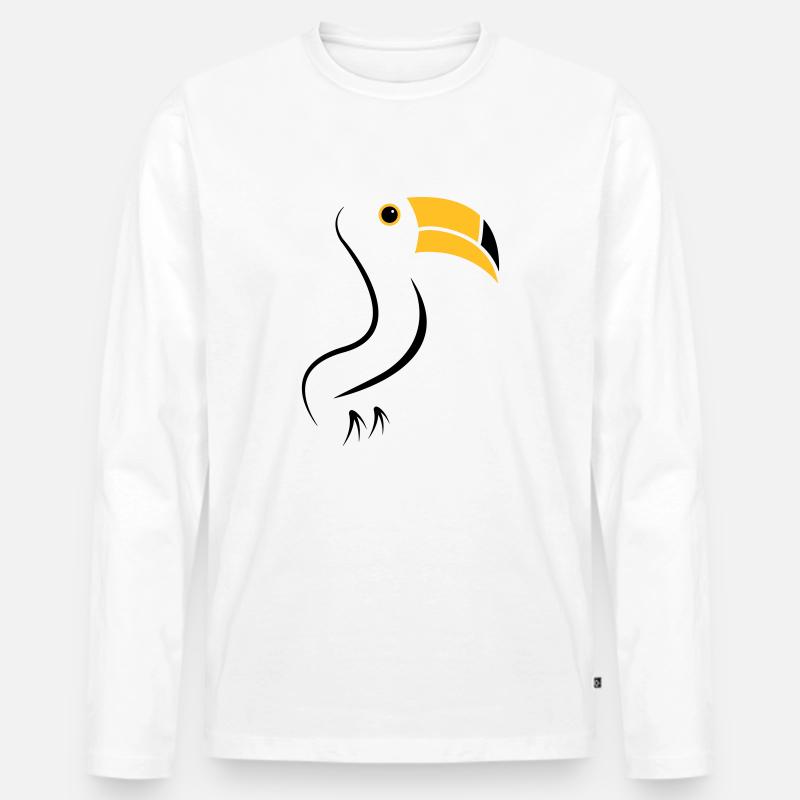 toucan silhouette - Männer Premium Bio Langarmshirt - Weiß