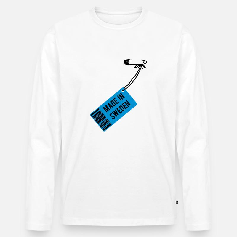 Made in Sweden - Männer Premium Bio Langarmshirt - Weiß