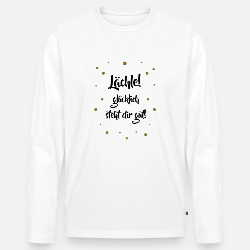 Lächle! Glücklich steht dir gut. - Männer Premium Bio Langarmshirt - Weiß