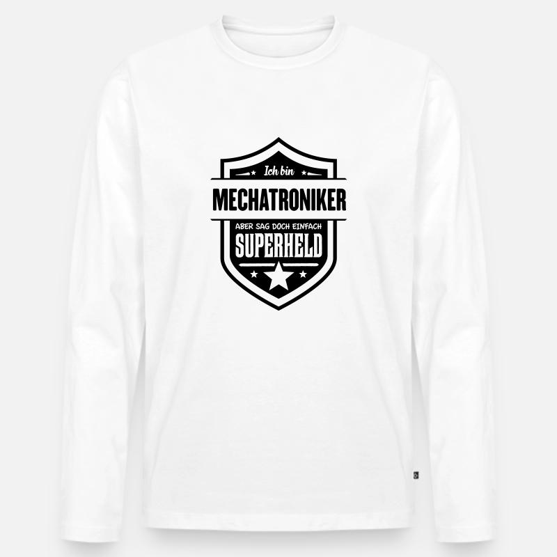 Super Mechatroniker - Männer Premium Bio Langarmshirt - Weiß