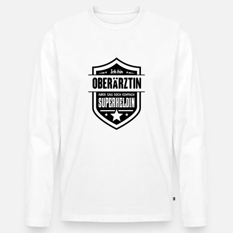 Super Oberärztin - Männer Premium Bio Langarmshirt - Weiß