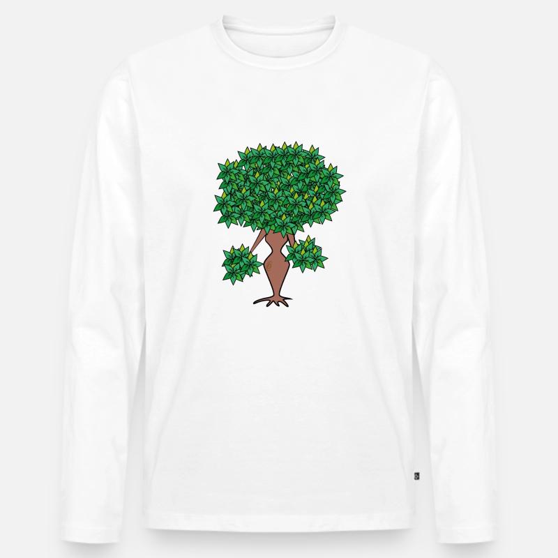 weiblicher Baum/female tree - Männer Premium Bio Langarmshirt - Weiß