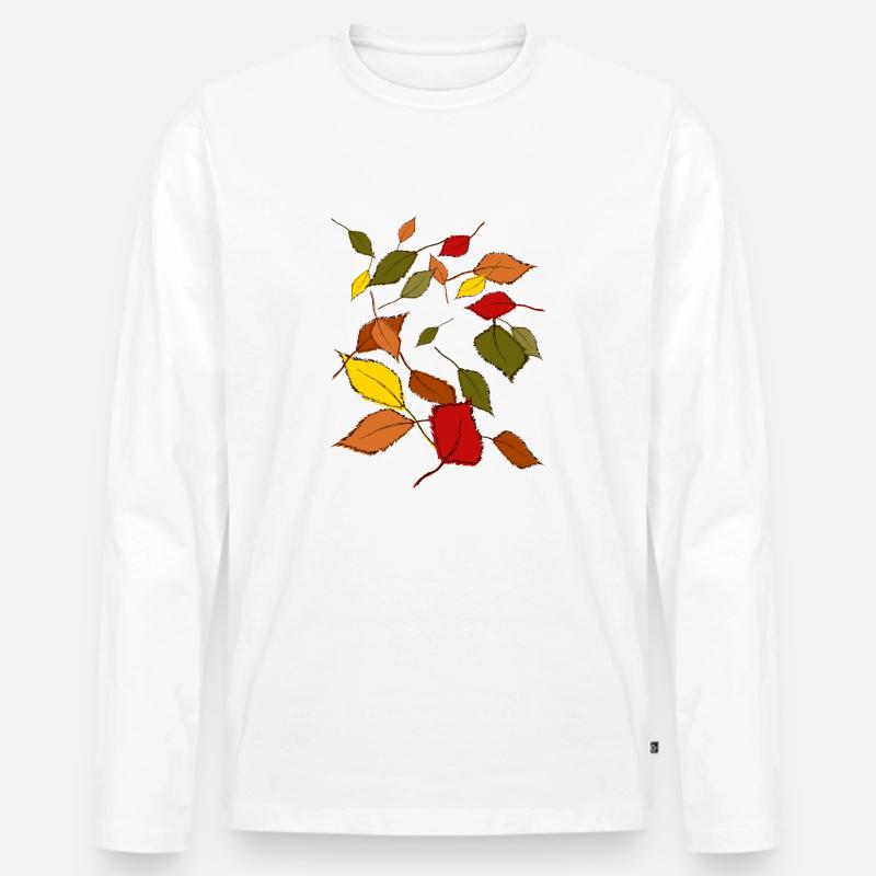 Herbstblätter - Männer Premium Bio Langarmshirt - Weiß