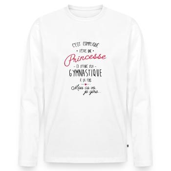 princesse et Gymnastique - T-shirt manches longues Premium bio Homme - blanc - Devant - Nico (187cm)