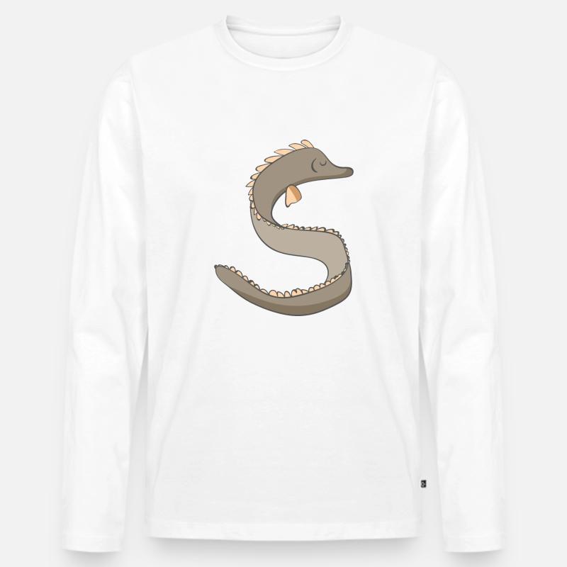 Europäischer Aal Comic - Männer Premium Bio Langarmshirt - Weiß