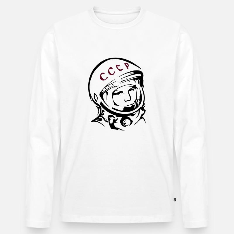 Juri Gagarin - Männer Premium Bio Langarmshirt - Weiß