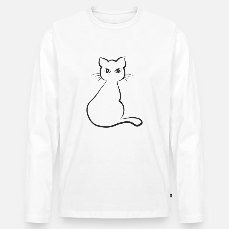 Katze - Männer Premium Bio Langarmshirt - Weiß