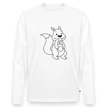 Nuss Comic Eichhörnchen - Männer Premium Bio Langarmshirt - Weiß - Vorne - Nico (187cm)