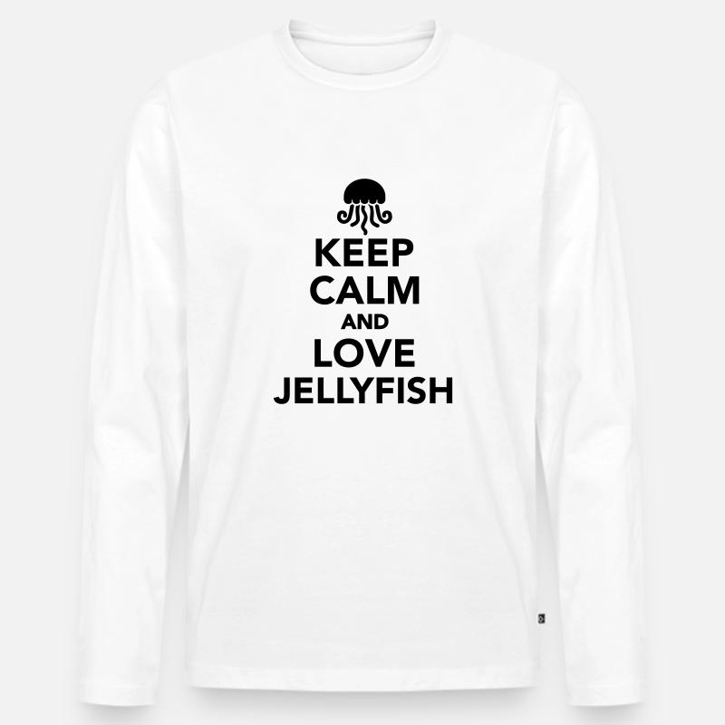 Qualle - Männer Premium Bio Langarmshirt - Weiß
