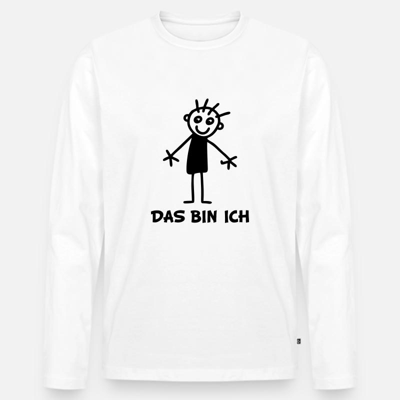 Strichmännchen Ich - Männer Premium Bio Langarmshirt - Weiß