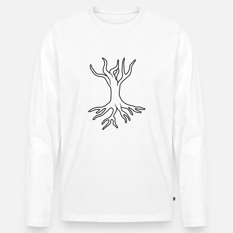 Wurzel Baum Design - Männer Premium Bio Langarmshirt - Weiß