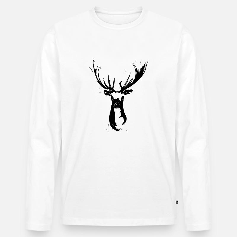 Rehbock Design - Männer Premium Bio Langarmshirt - Weiß