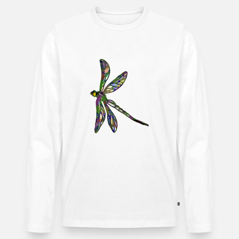 Libelle - Männer Premium Bio Langarmshirt - Weiß