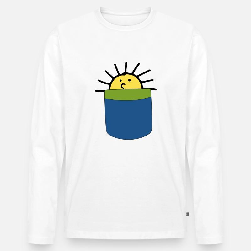 Sonne - Männer Premium Bio Langarmshirt - Weiß