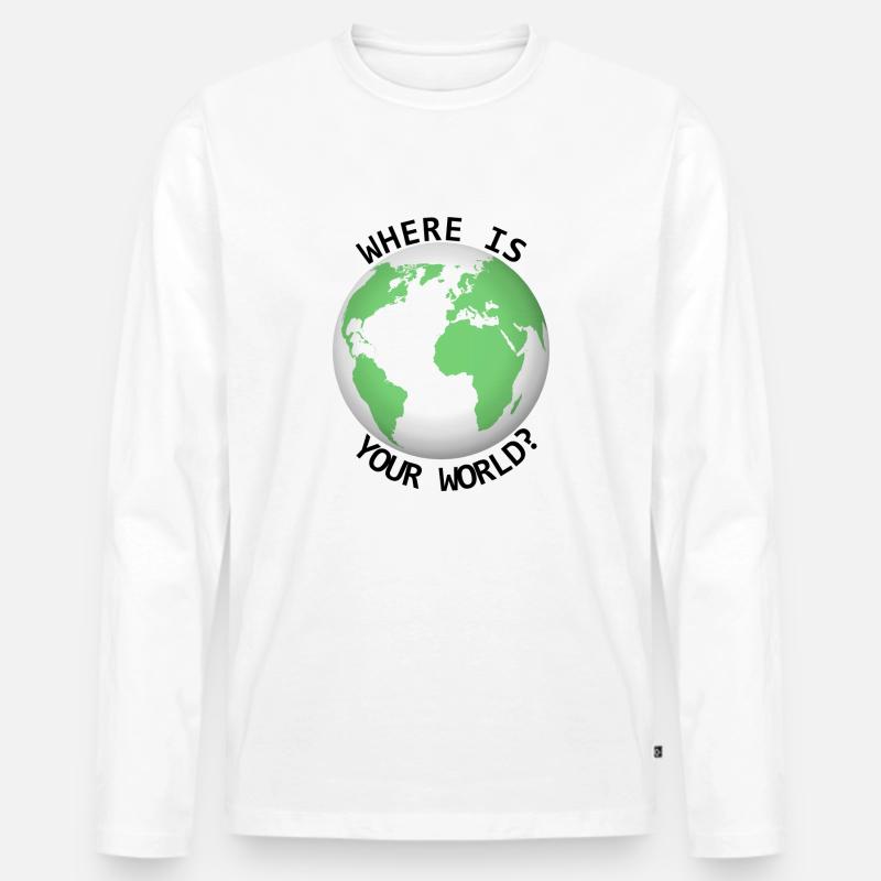 Where is your world - Männer Premium Bio Langarmshirt - Weiß