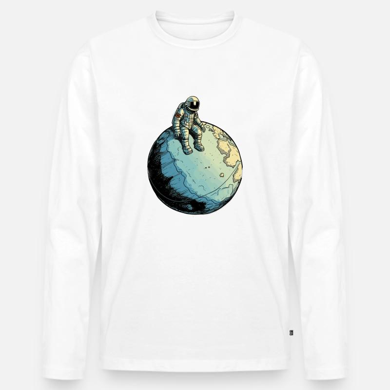 Melancholischer Astronaut - Männer Premium Bio Langarmshirt - Weiß