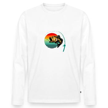 DON'T BE A DUMB BASS, BASS FISHING FISHERMAN - Men's Premium Organic Long Sleeve Shirt - white - Front - Nico (187cm)