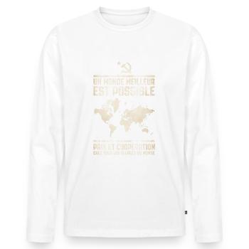 A Better World 2 - Men's Premium Organic Long Sleeve Shirt - white - Front - Nico (187cm)