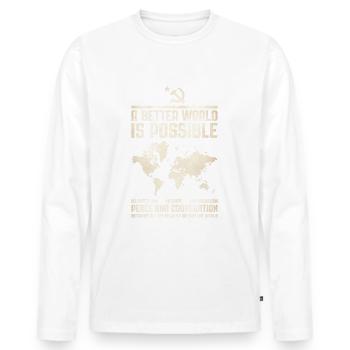 A Better World 2 - Men's Premium Organic Long Sleeve Shirt - white - Front - Nico (187cm)