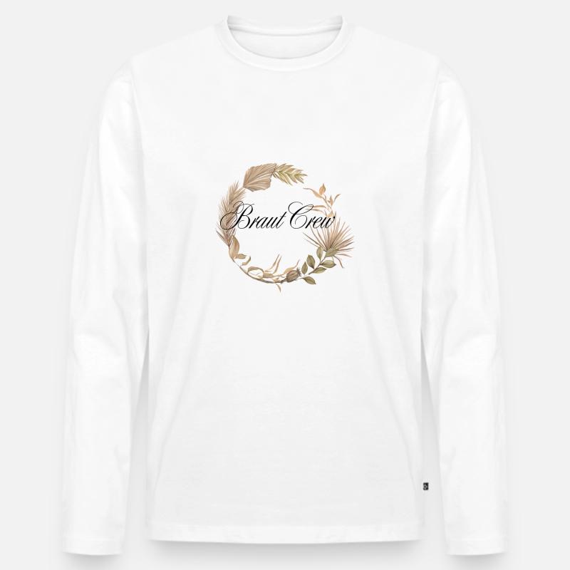 Braut Crew Boho Kranz - Männer Premium Bio Langarmshirt - Weiß