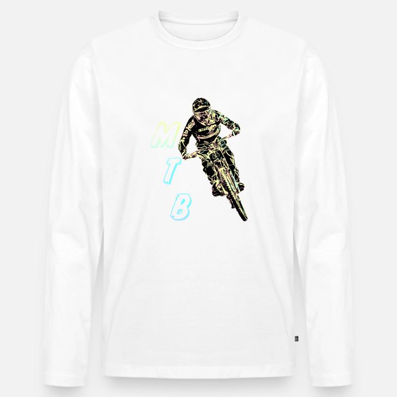 MTB-Abfahrt - Männer Premium Bio Langarmshirt - Weiß