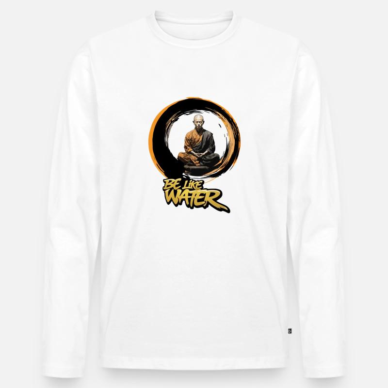 sei wie Wasser - Männer Premium Bio Langarmshirt - Weiß