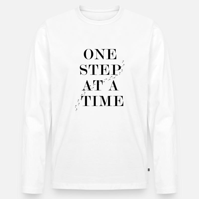 One Step At A Time - Männer Premium Bio Langarmshirt - Weiß