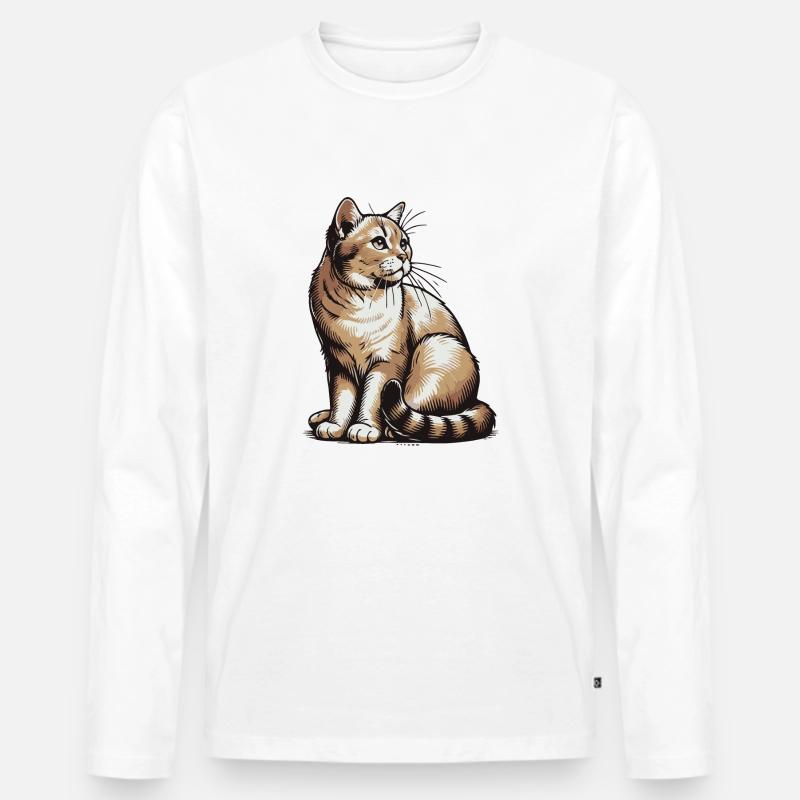 Katze - Männer Premium Bio Langarmshirt - Weiß