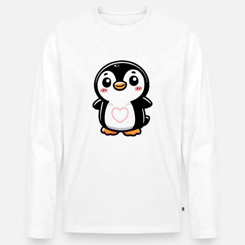 pinguin comic heart - Männer Premium Bio Langarmshirt - Weiß
