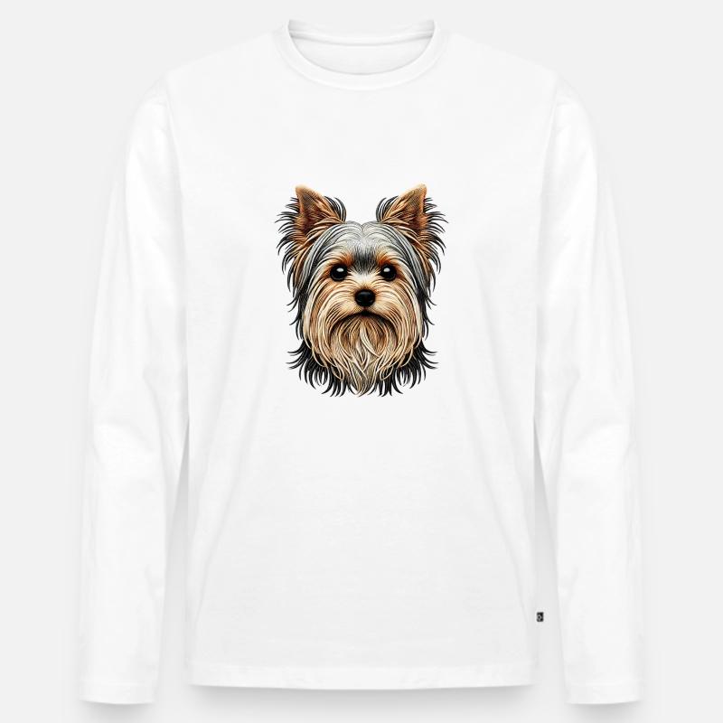Yorkshire Terrier - Männer Premium Bio Langarmshirt - Weiß