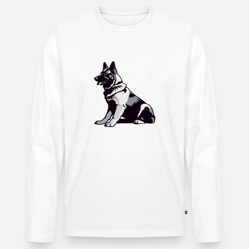 Sitting German Shepherd - Pet Sticker - Männer Premium Bio Langarmshirt - Weiß