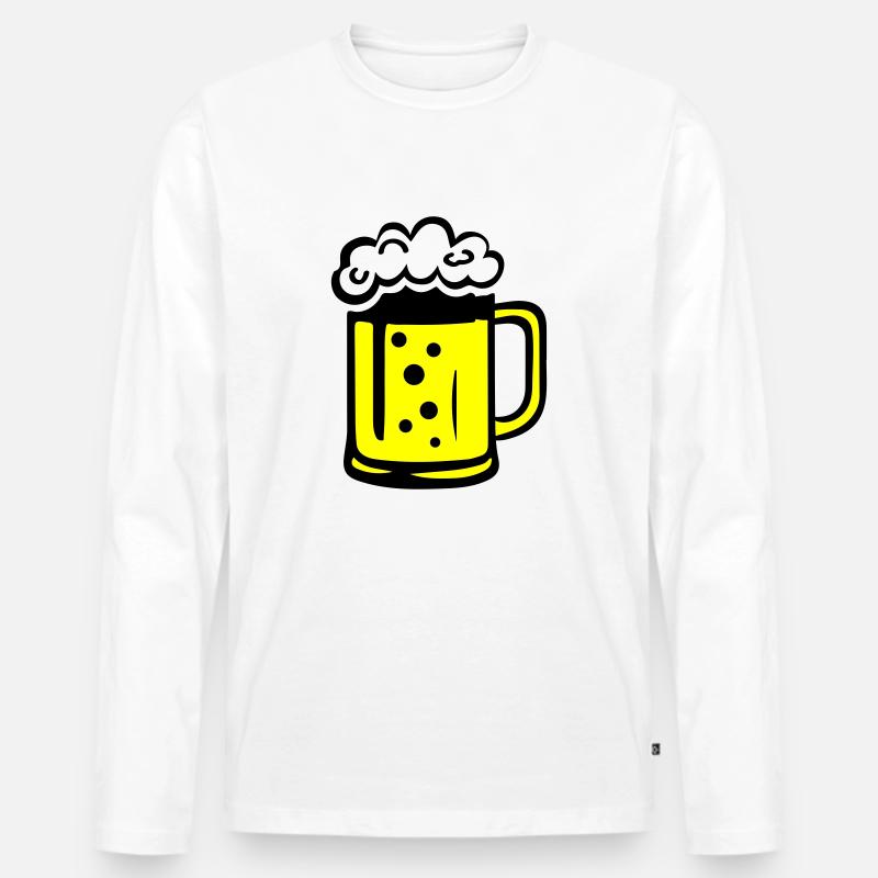 Bier Comic - Männer Premium Bio Langarmshirt - Weiß
