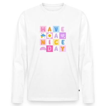 Belle journée - T-shirt manches longues Premium bio Homme - blanc - Devant - Nico (187cm)