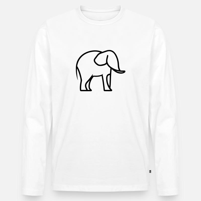 Elefant - Männer Premium Bio Langarmshirt - Weiß