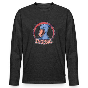 Shoebill Bird Ornithologist Forest I Gift - Men's Premium Organic Long Sleeve Shirt - heather anthracite - Front - Nico (187cm)
