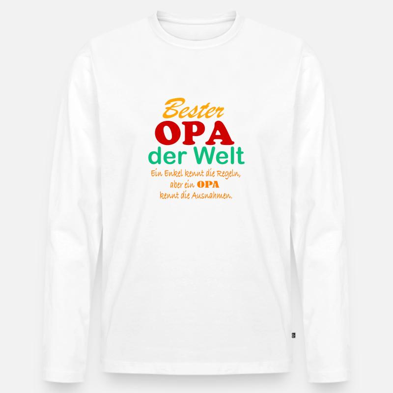 Bester Opa der Welt - Männer Premium Bio Langarmshirt - Weiß