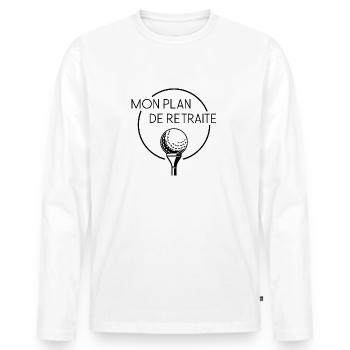 mon plan de retraite pour fan de golf - T-shirt manches longues Premium bio Homme - blanc - Devant - Nico (187cm)