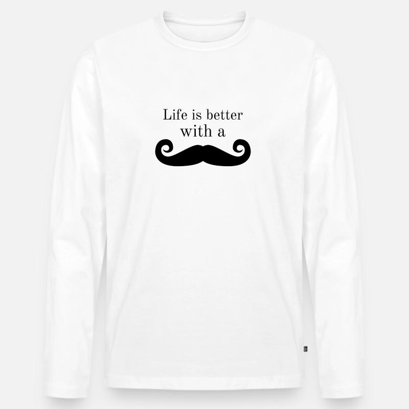 Schnurrbart - Männer Premium Bio Langarmshirt - Weiß