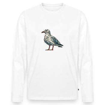 Moin Comic Nordsee Hamburg Polygon Seagull Bird Pier - Men's Premium Organic Long Sleeve Shirt - white - Front - Nico (187cm)