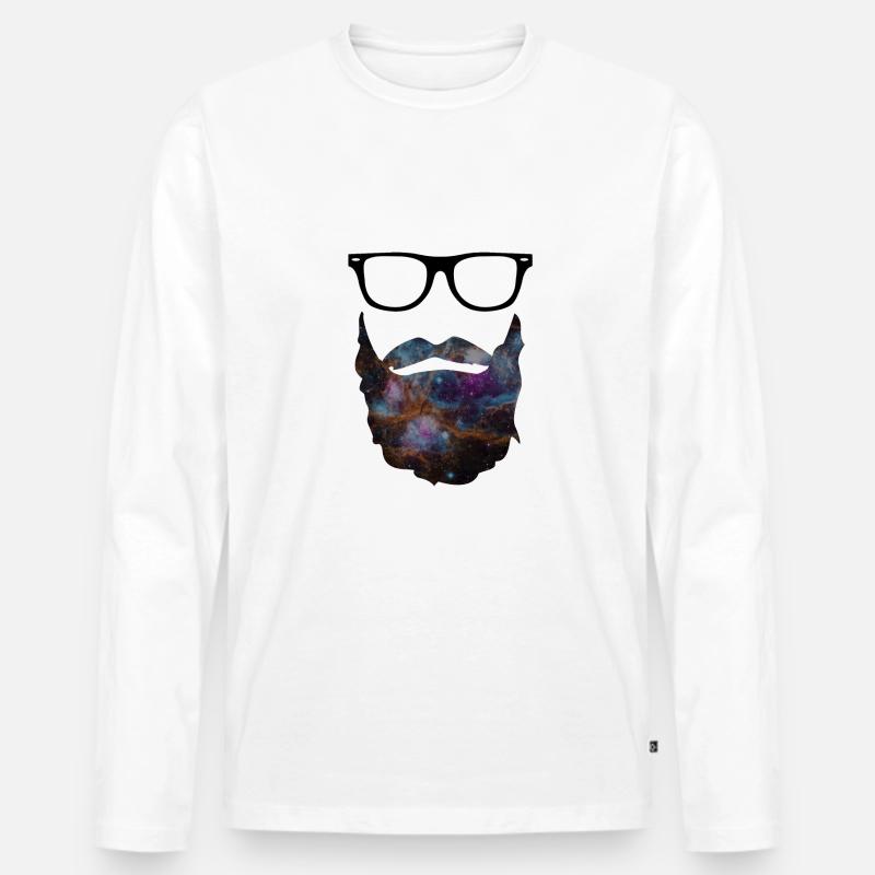 Beard - Bart mit Brille - Männer Premium Bio Langarmshirt - Weiß