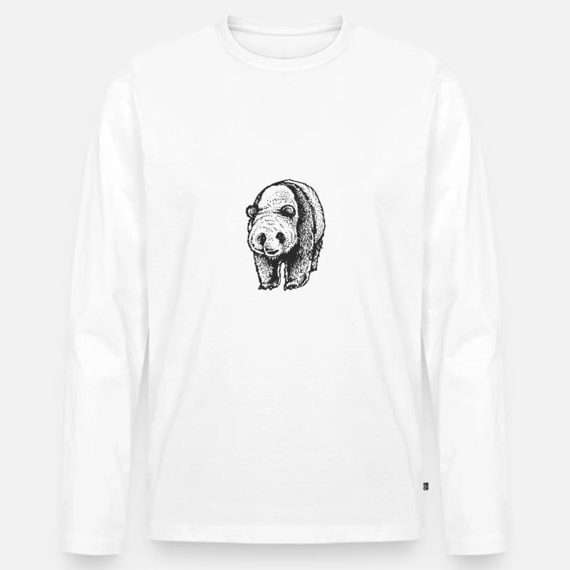 Bär - Männer Premium Bio Langarmshirt - Weiß