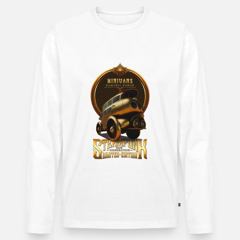 STEAMPUNK OLDTIMER OLDTIMER RETRO MINIVANS - Männer Premium Bio Langarmshirt - Weiß