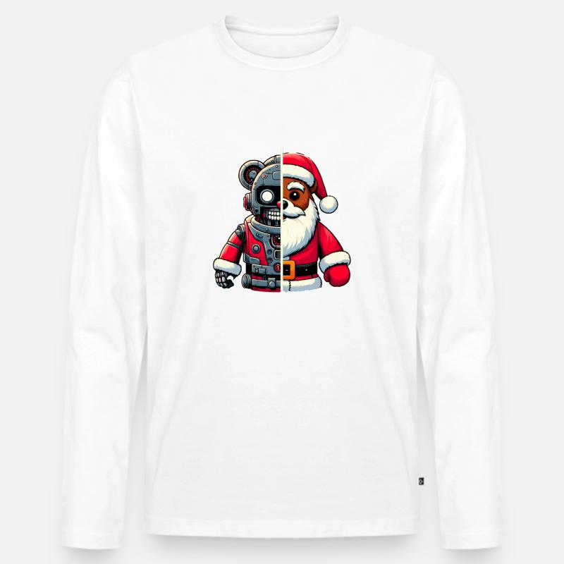 Santarobot - Männer Premium Bio Langarmshirt - Weiß