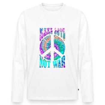 Retro Flower Power Peace - Make Love Not War 2 - Men's Premium Organic Long Sleeve Shirt - white - Front - Nico (187cm)