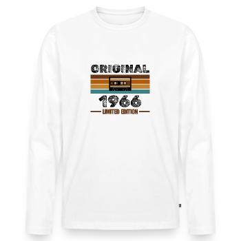 Original 1966 – Cassette rétro édition limitée - T-shirt manches longues Premium bio Homme - blanc - Devant - Nico (187cm)