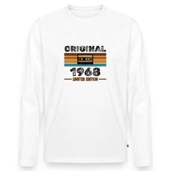 Original 1968 – Retro Kassette Limited Edition - Männer Premium Bio Langarmshirt - Weiß - Vorne - Nico (187cm)