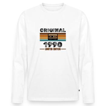 Original 1990 – Retro Cassette Limited Edition - Men's Premium Organic Long Sleeve Shirt - white - Front - Nico (187cm)